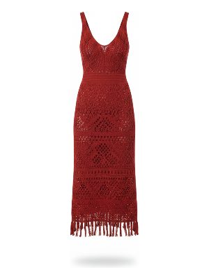 vestido midi de crochet · rojo