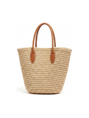 bolso tote de rafia · beige