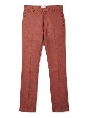 pantalones de lino · rojo teja
