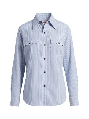 camisa a rayas de manga larga · azul y blanco