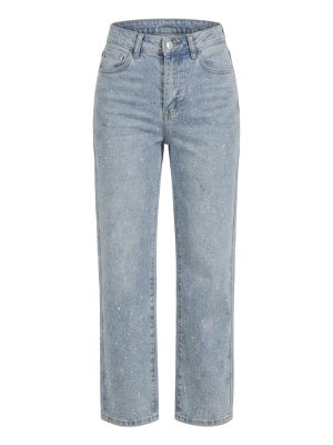 jeans rectos de tiro alto con brillos · azul claro