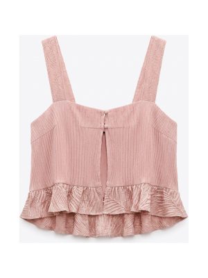 blusa crop top texturizada · rosa
