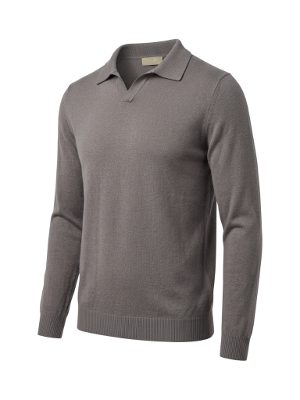 jersey de punto con cuello polo gris · gris