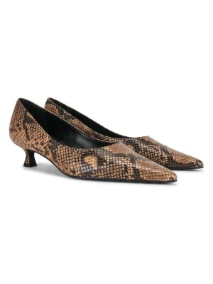zapatos de tacón bajo de serpiente · marrón