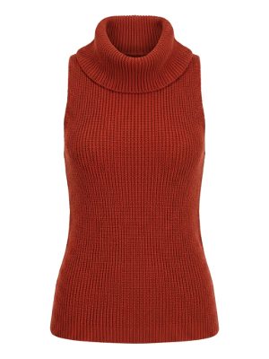 blusa de punto sin mangas con cuello vuelto · óxido