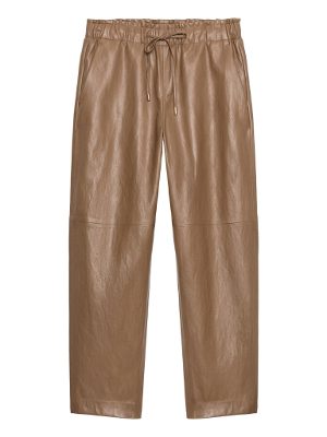 pantalones de efecto piel con cordón · marrón