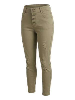pantalones vaqueros desgastados · caqui