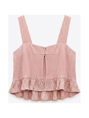 blusa crop top texturizada · rosa