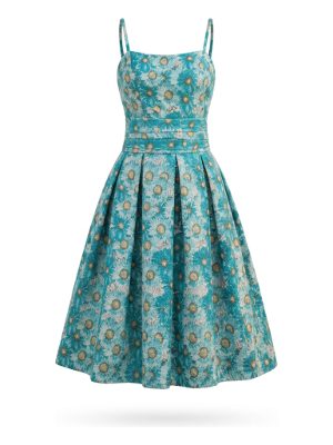 vestido midi sin mangas estampado · turquesa