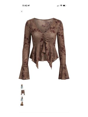 blusa floral de manga larga · marrón
