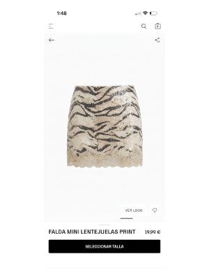 falda mini de lentejuelas con estampado animal · beige