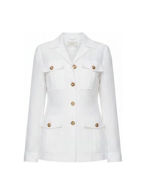chaqueta tipo sahariana de lino · blanco