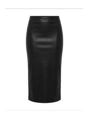 falda midi efecto piel · negro