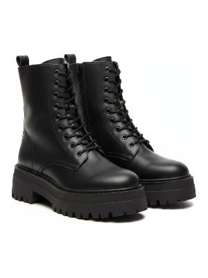 botines de plataforma con cordones · negro