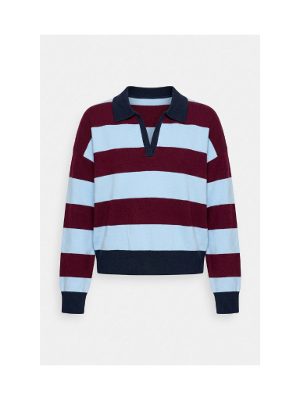 jersey de punto con rayas y cuello polo · azul marino