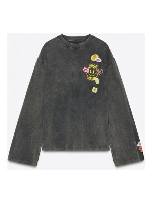 camiseta manga larga con parches · gris