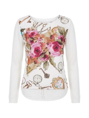 blusa estampada de manga larga · blanco