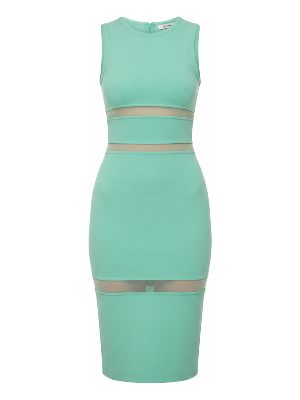 vestido ajustado con paneles transparentes · verde menta
