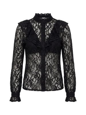 black lace ruffled blouse