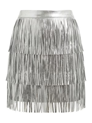 silver fringe mini skirt