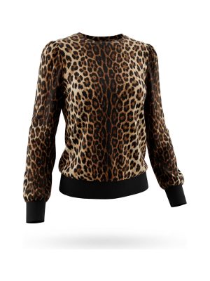 blusa de manga larga con estampado de leopardo · marrón
