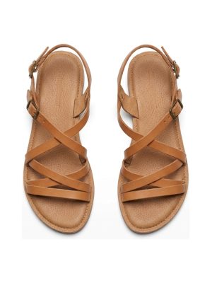 sandalias planas de tiras · marrón