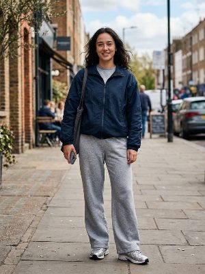 Grey tracksuit style for urban weekend strolls