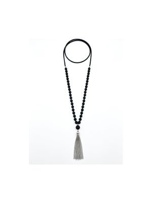 collar colgante con cordón negro · negro
