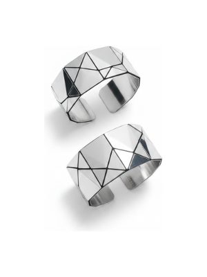 brazaletes geométricos metálicos · plateado