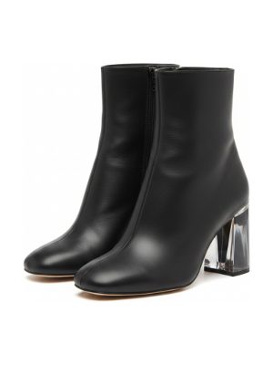 botines de tacón de bloque con detalle transparente · negro
