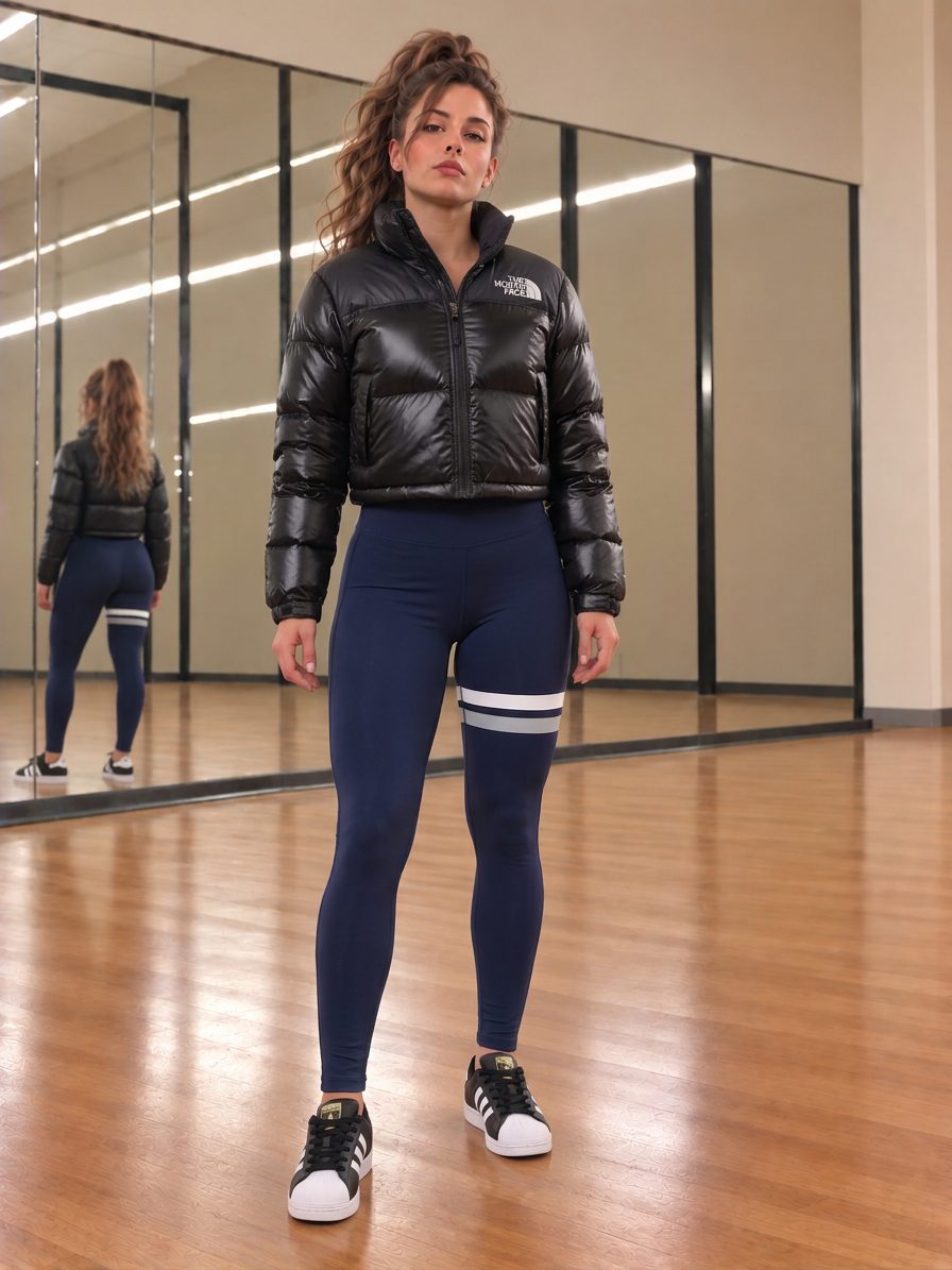 Una mujer luce un conjunto deportivo moderno con una chaqueta acolchada… · Outfit de Jimmy Nilssone