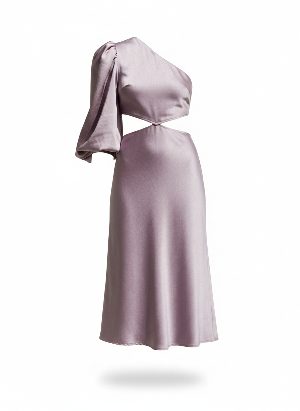 vestido midi asimétrico de raso con cut-outs