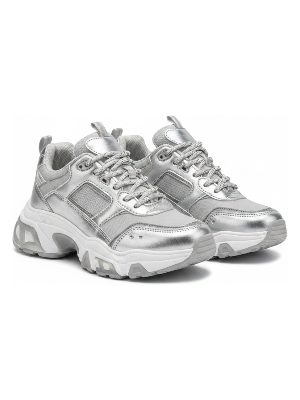 zapatillas deportivas gruesas · plateado