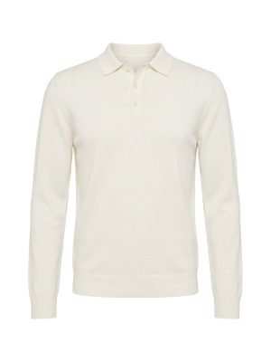 long-sleeve knit polo shirt