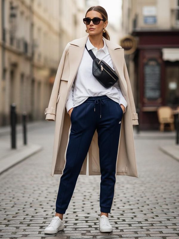 Chic & Comfy: Joggers, Polo, and Trench Coat
