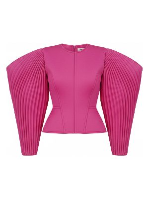 blusa de manga abullonada plisada · fucsia