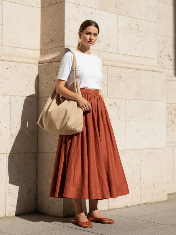 Falda Midi Terracota: La Elegancia Casual de la Primavera