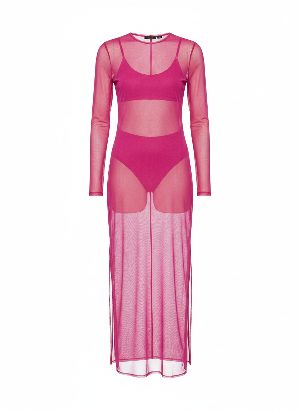 sheer mesh long dress