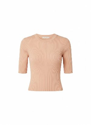 short-sleeve ribbed knit top