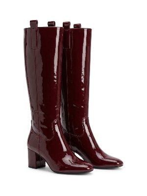 botas altas de charol · burdeos