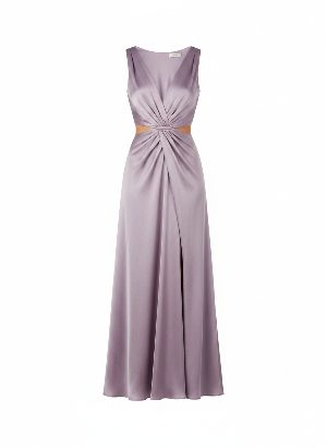 long silk cut-out dress