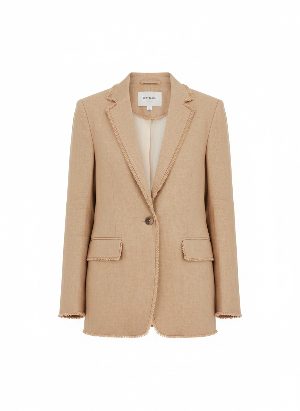 blazer de lino con ribetes deshilachados