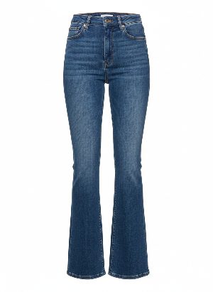 high-waisted flared jeans