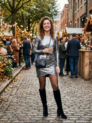 Vestido plateado metalizado corto para arrasar esta temporada de fiestas