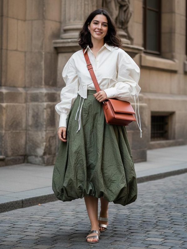 Estilo Casual Chic: Falda Midi y Camisa Oversize