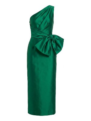 one-shoulder midi dress with bow