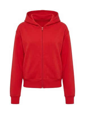 sudadera roja con capucha abierta · rojo