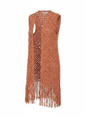 long crochet vest with fringe