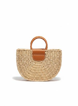 semicircular straw bag