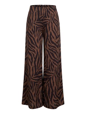 pantalones fluidos de estampado animal print · marrón y negro